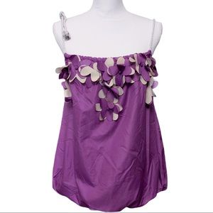 🆕 Purple Cream Flower Tie Spaghetti Strap Top NWT